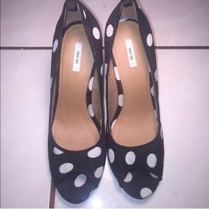 Polka Dot Peep Toe Heels